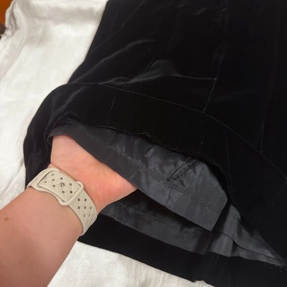 Vintage Black Velvet Slip Dress Made in USA Size M Cocktail Spaghetti Strap LBD - Picture 9 of 14